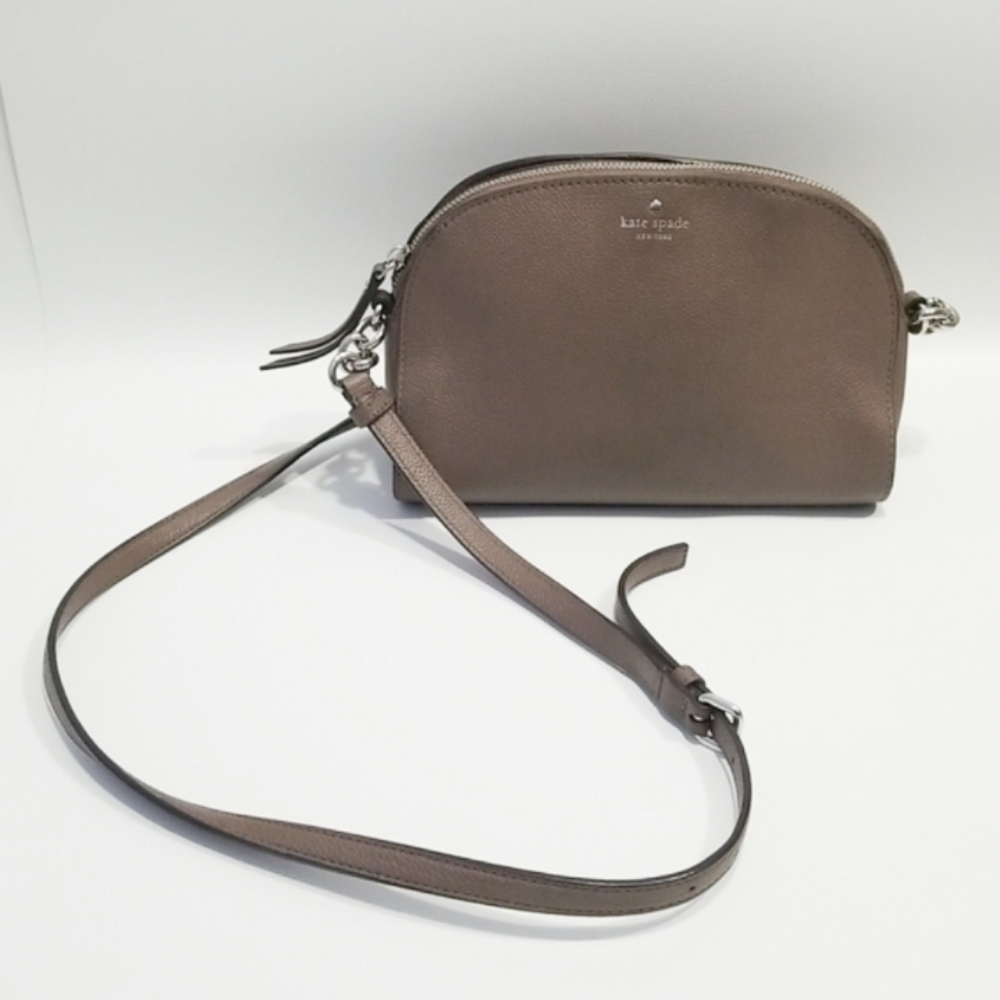 Kate Spade Taupe Brown Leather Zippered Small  Crossbody